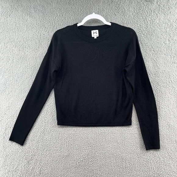John + Jenn Sweater Black Crew neck minimalist classic simple womens size small - Picture 1 of 9